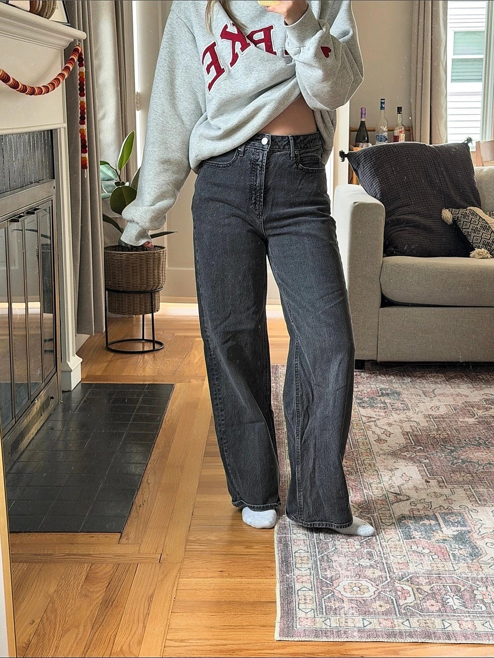 OLD NAVY Extra High-Waisted OG Straight Jeans Gray Size 6 Like New